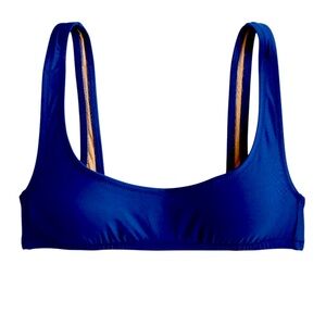 J. Crew Heritage Scoop Neck Bikini Top Women's S Blue Lined Adjustable BX611 NEW